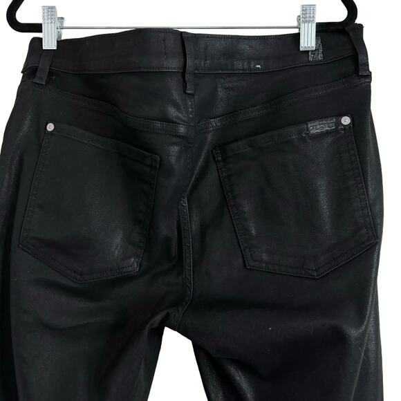 7 For All Mankind B(Air) Ankle Skinny Jeans in Coated Black Size 31 - Picture 8 of 14